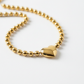 Gold Plated 14K Beaded Necklace with  Heart