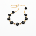Gold-plated 14k black heart necklace with beads